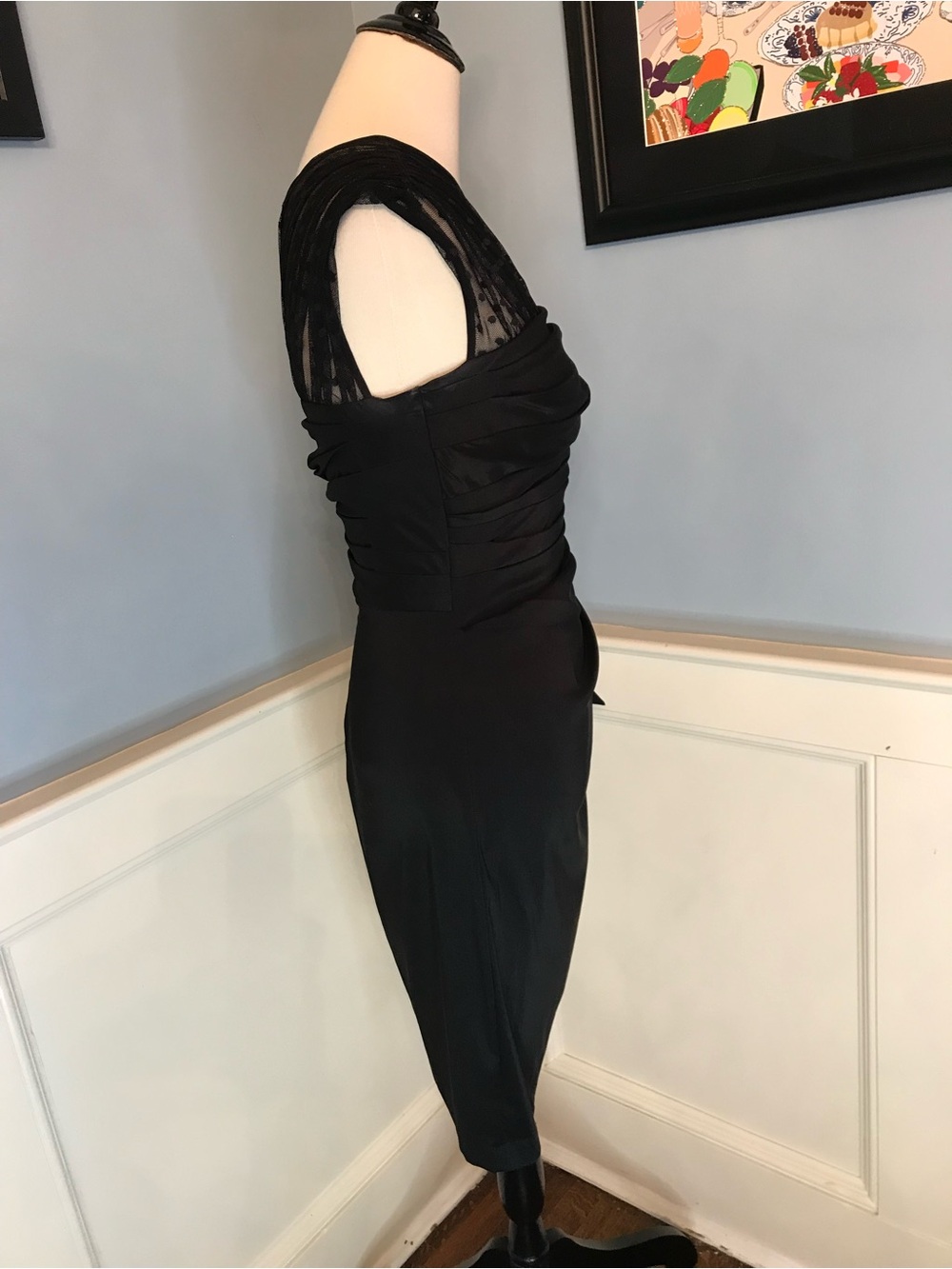 Retro Vintage Style One Shoulder Asymmetrical Sarong Wiggle Cocktail Dress Sz 6 - Picture 6 of 10